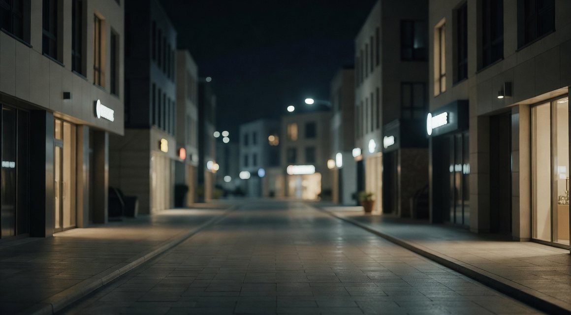 야간 신도시 상가 거리 이미지 — 김포 권역 안내