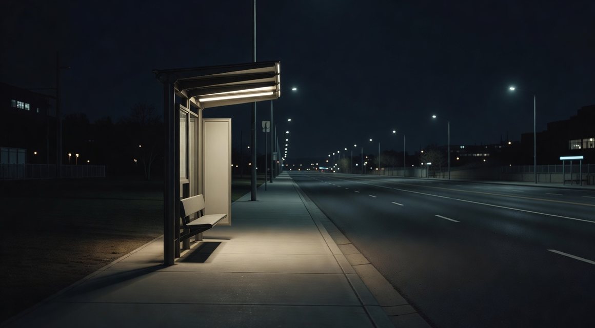 밝은 심야 정류장 이미지 — 김포 주의사항 안내